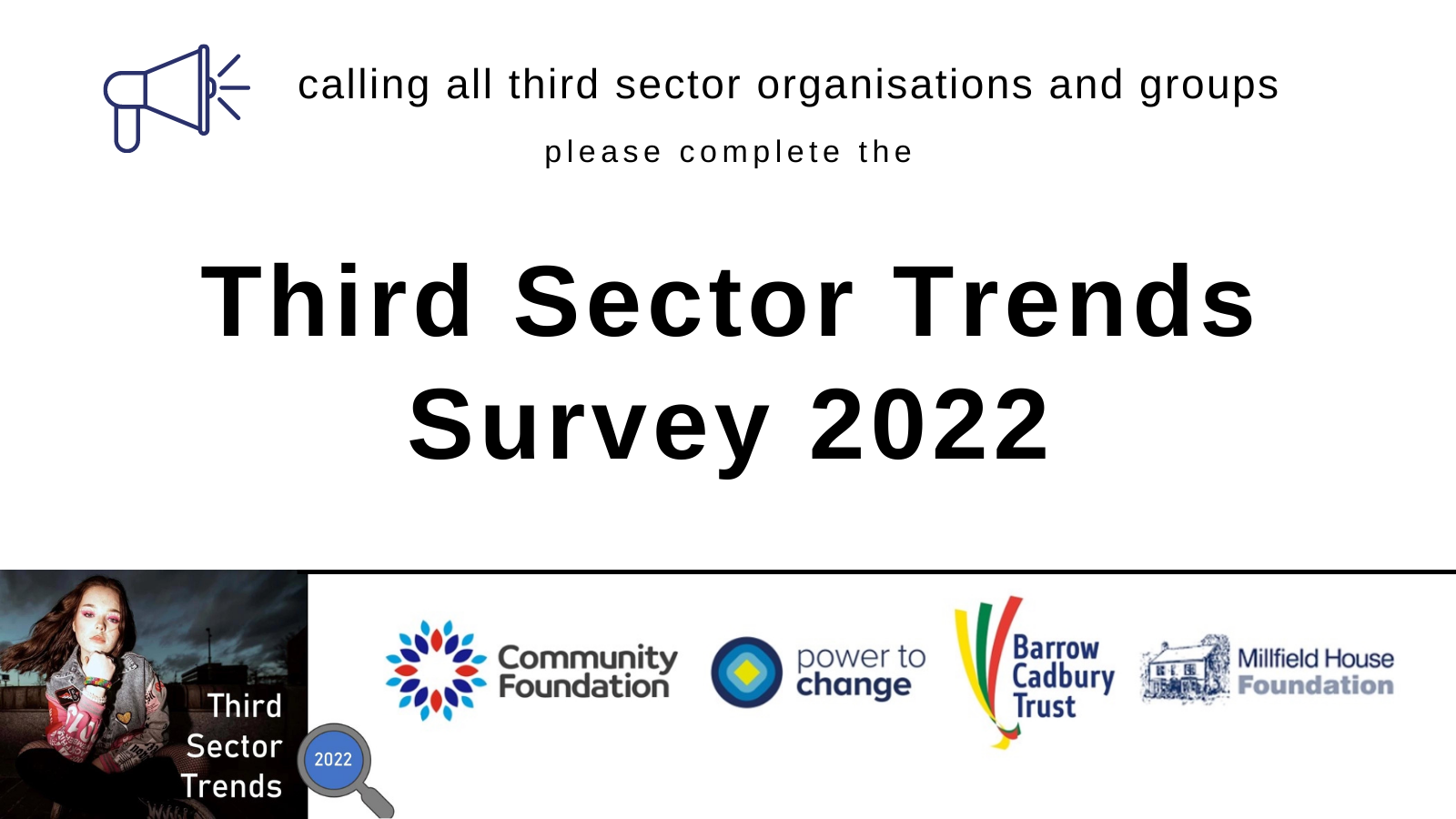graphic asking all third sector organisations to complete the third sector trends survey