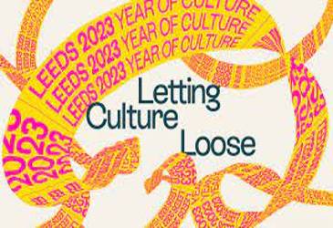 Logo for Leeds 2023. It reads Letting Culture Loose.