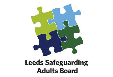 Logo for Leeds Safeguarding Adults Board. It has 4 jigsaw pieces connected together.