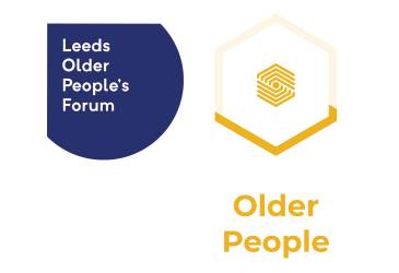 LOPF logo and Yellow hexagon to represent Forum Central Older People work.