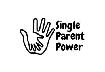 Logo for Single Parent Power. There is a drawing of a hand with a small hand reaching it.