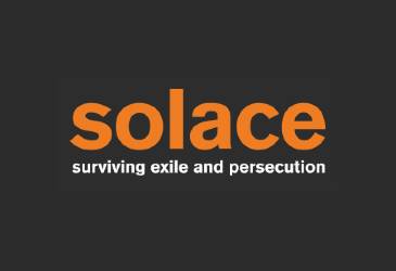 Logo for Solace. Headline reads 'Surviving exile and persecution.'