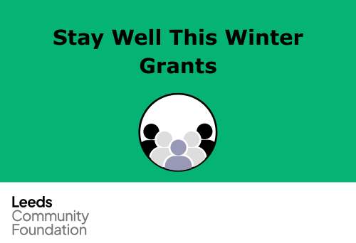 Stay Well This Winter Grants image, includes a circle of faceless people and the LCF logo