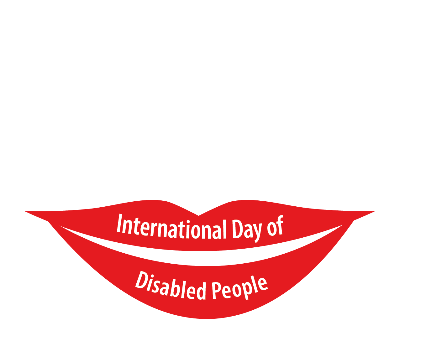 Leeds for All logo with white text and red lips with the words International Day of disabled people in them