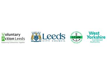 Logos for Leeds City Council, Leeds Community Anchor Network, Voluntary Action Leeds and the West Yorkshire Combined Authority.