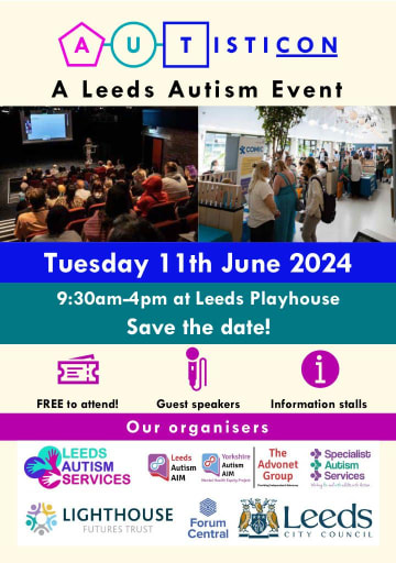 IMage is a save the date flyer for AutistiCon 2024. The info in the flyer is contained in the post.