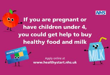 Poster for the NHS Healthy Start campaign. Information in the poster is contained in the post.