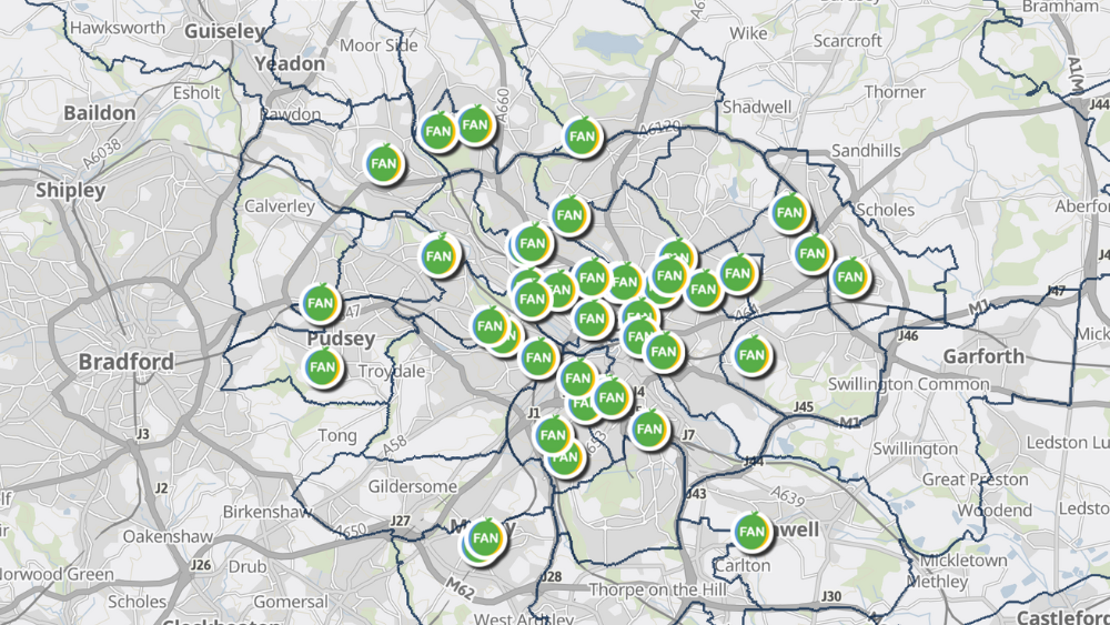 view of the leeds on the food aid provision map