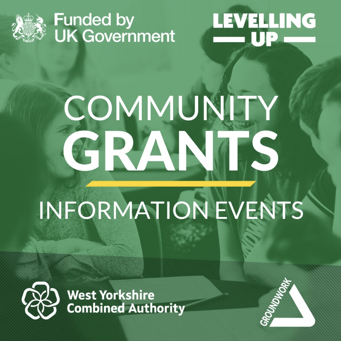 groundwork and WYCA community grants information events poster