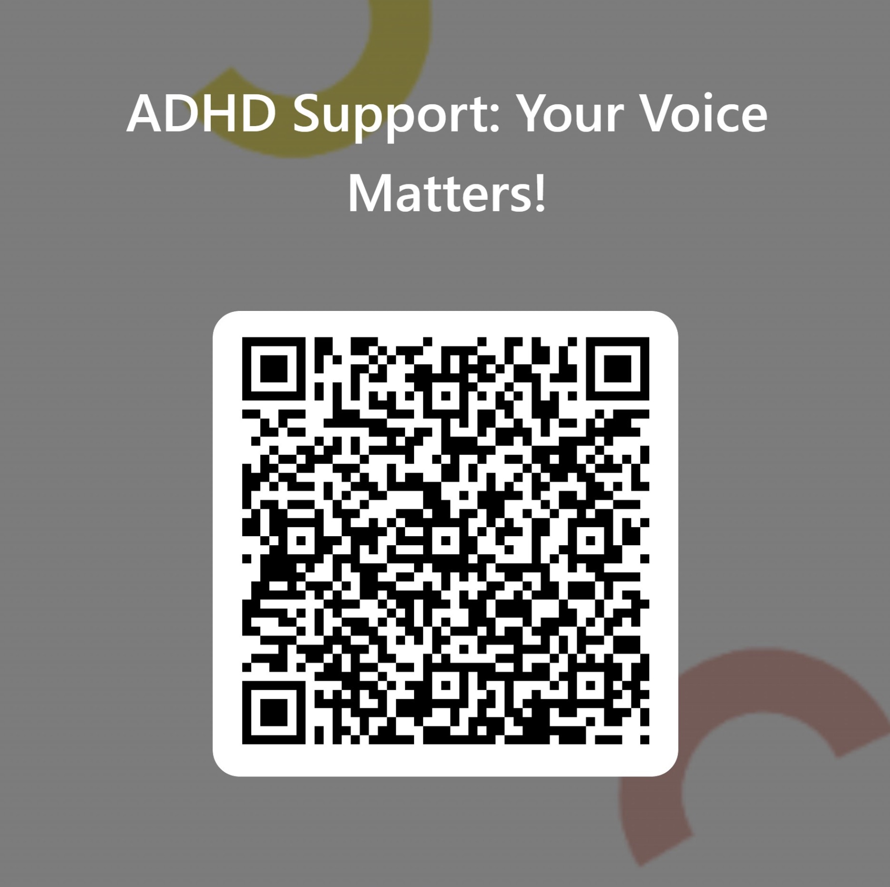 qr code which goes to the ADHD support for students questionnaire