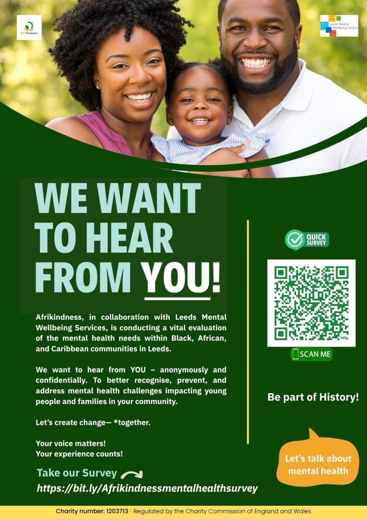 flyer for the afrikindness mental health survey