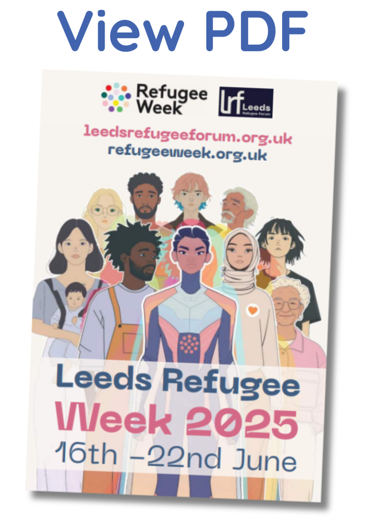 Leeds Refugee Week 2025 PDF of all events occurring during the week long celebration.
