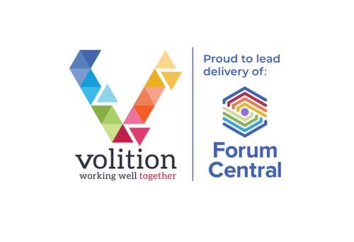 Image displays both the Volition and Forum Central partnership logos