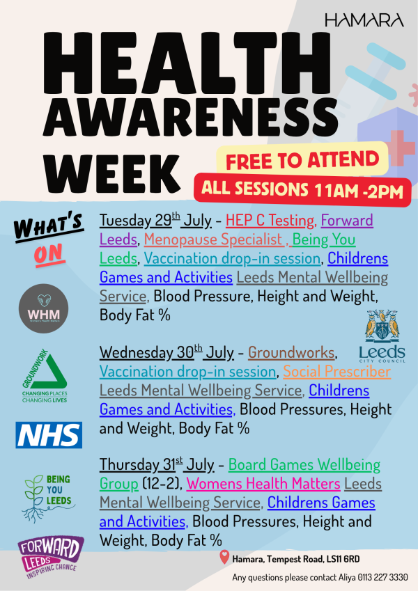 Image shows a flyer of Hamara Health Awareness week