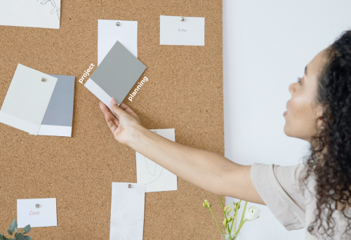 project planning pin board